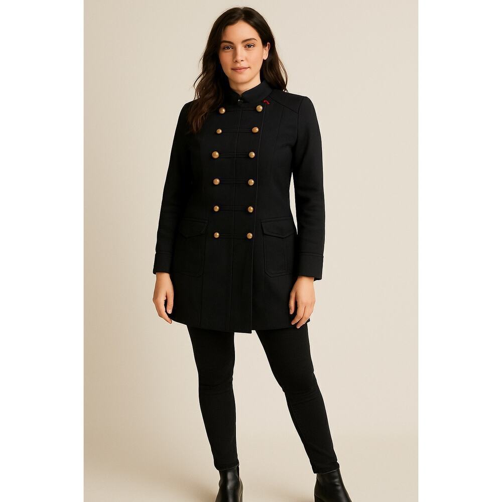 Vintage Bloomingdale’s Military Style Coat LUX 14W Black Brass Button Jacket - Picture 1 of 8
